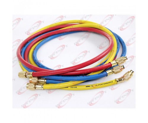 60" R410A High-Pressure Refrigerant Charging Color Hoses 800psi 1/4" 3/8" Flare